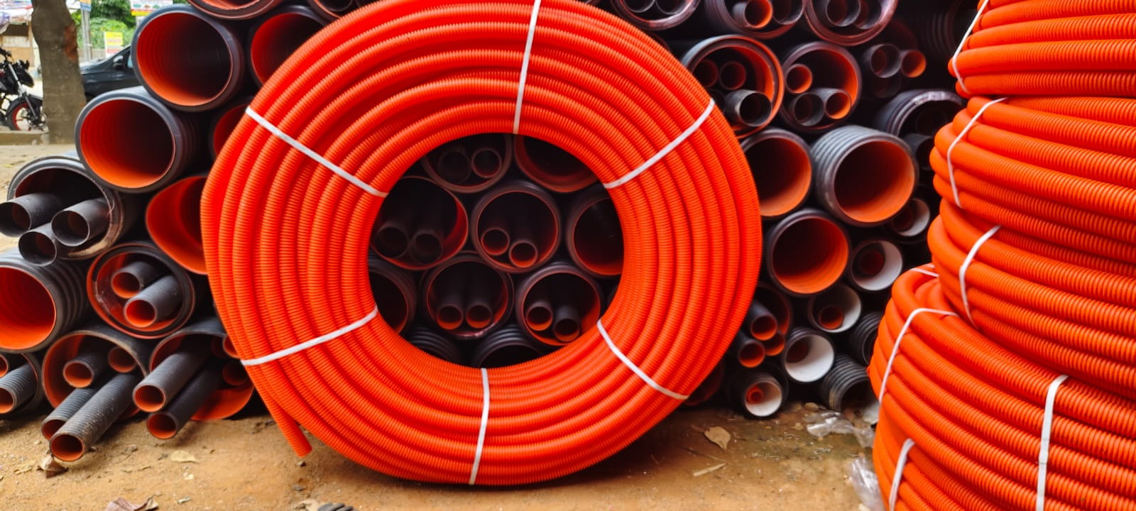 Mangarish, DWC HDPE pipes in bangalore, Corrugated HDPE Pipes in bangalore, Corrugated Double Walled pipes in bangalore, DWC Pipes in bangalore, HDPE pipes in bangalore, Drainage pipes in bangalore, Sewerage pipes in bangalore, Conduit pipes, Sub surface drainage pipes, PT Ducts in bangalore, Corrugated Single Walled Pipes in bangalore, Storm water pipes in bangalore, Clear water logging pipes in bangalore, Post Tensioning Sheathing Ducts in bangalore, Corrugated Sheathing Ducts in bangalore, Plastic Moulded Cable Channel in bangalore, DWC-HDPE Pipes in bangalore, S-DWC-HDPE Pipes in bangalore, DWC-HDPE, CPF pipes in bangalore, CHS ducts in bangalore, PC Channel for laying cables in bangalore, P-HDPE pipes in bangalore
